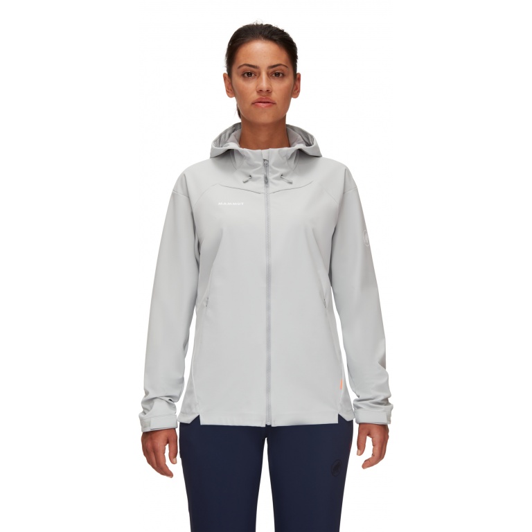 Mammut Softshelljacka Sapuen SO z kapturem - 4-kierunkowy rozciągliwy - jasnoszary Damski